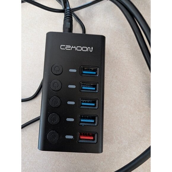 Czhoon 5-Port USB Expansion Hub Aluminum Powered USB 3.0 Hub with Charging Ports - Picture 4 of 5